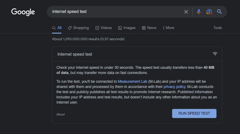 تست سرعت اینترنت M-Lab