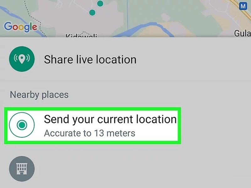 گزینه Send Your Current Location اندروید