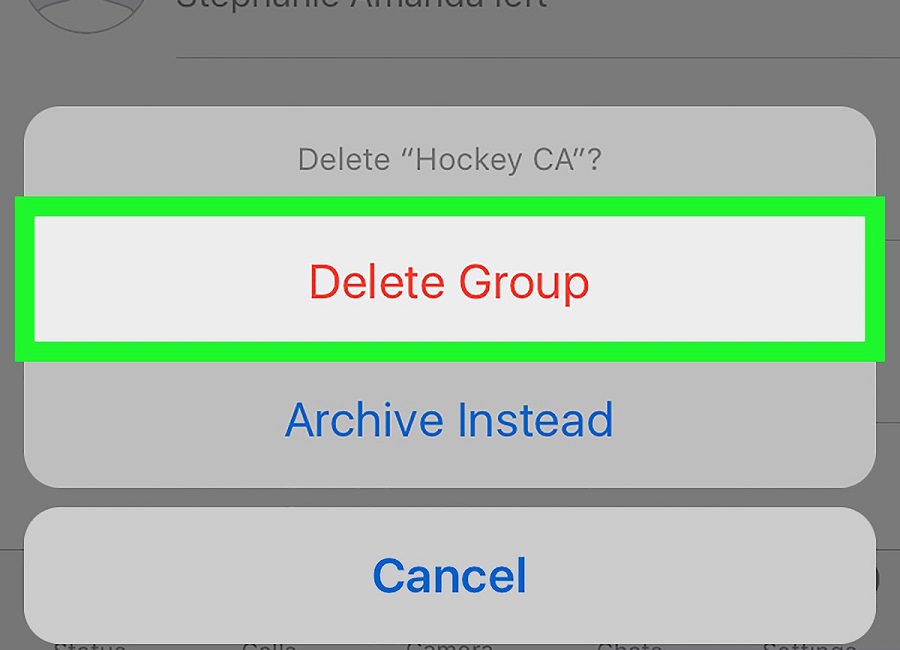 گزینه Delete Group
