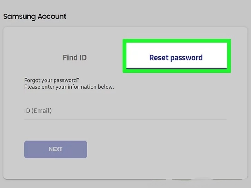 انتخاب گزینه Reset password