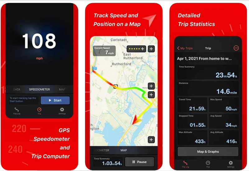 برنامه سرعت سنج ماشین و موتور Speed Tracker: GPS Speedometer