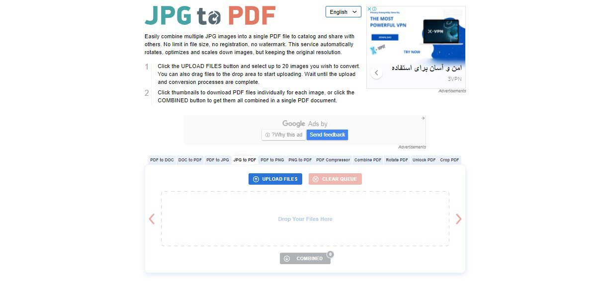 تبدیل آنلاین عکس به PDF؛ وبسایت JPG2PDF