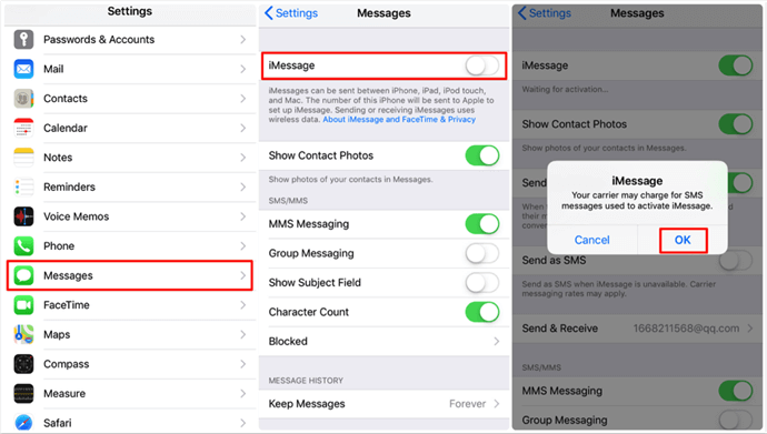 نحوه تبدیل اس ام اس به آی مسیج :تغییر تنظیمات ارسال پیام