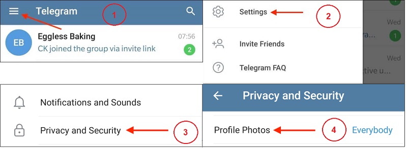 مخفی کردن عکس پروفایل تلگرام در اندروید