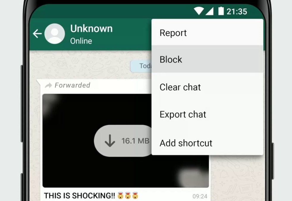 تنظیمات واتساپ برای Block contact