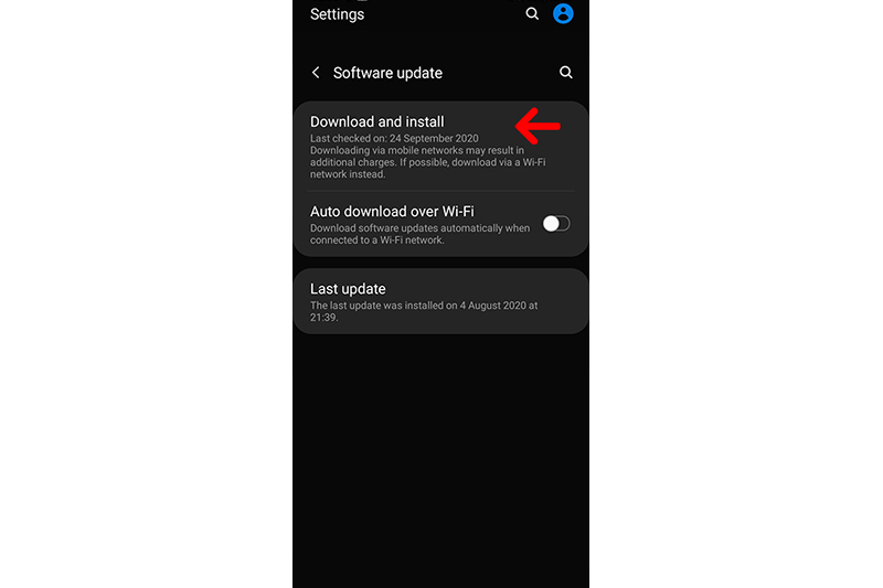 انتخاب گزینه download and install
