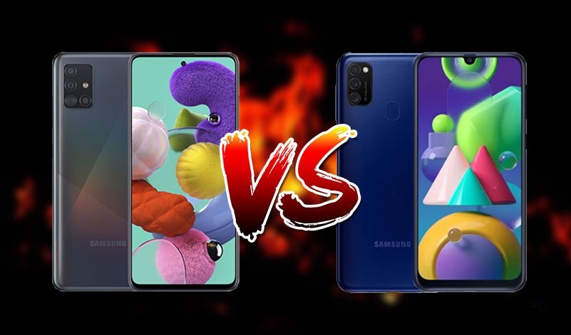 مقایسه گوشی m21 با a51