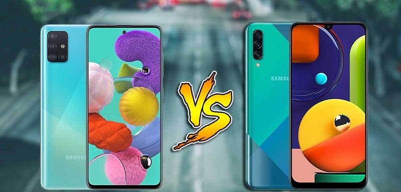 مقایسه گوشی a50s با a51