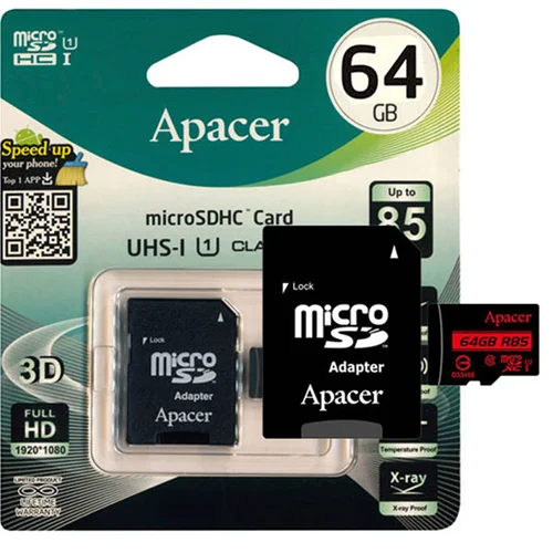 کارت حافظه اپیسر کلاس ۱۰ استاندارد UHS-I U1 سرعت ۸۵MBps همراه با آداپتور SD ظرفیت ۶۴ گیگابایت