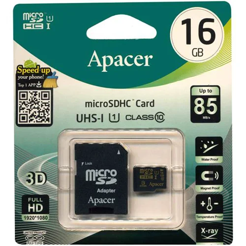کارت حافظه اپیسر کلاس ۱۰ استاندارد UHS-I U1 سرعت ۸۵MBps همراه با آداپتور SD ظرفیت ۱۶ گیگابایت