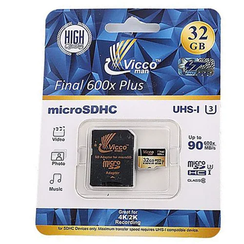 کارت حافظه microSDHC ویکو من مدل Extre600X کلاس ۱۰ استاندارد UHS-I U3 سرعت ۹۰MBps ظرفیت ۳۲گیگابایت همراه با آداپتور SD